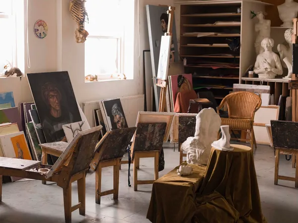 Art studio with easels